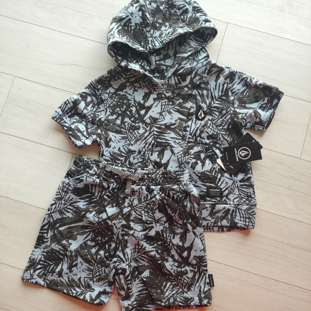 VOLCOM Baby NEW French Terry Hoodie & Shorts Set